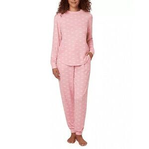 LOFT Ladies 2-Piece Pajama Set Crew Neck Jogger Pink W/Dragonflies Size XS